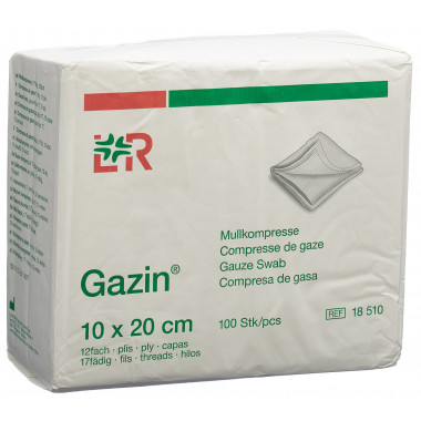 GAZIN compresses gaze 10x20cm 12p/17f s RX