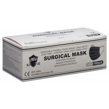MKW Masque chirurgical type IIR noir emballée séparément