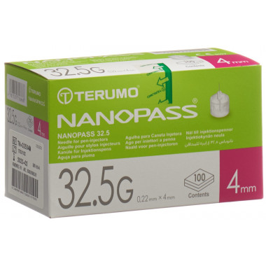 Terumo Pen Nadel NANOPASS 32.5G 0.22x4mm Kanüle für Injektions-Pen