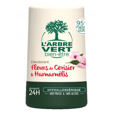 L'ARBRE VERT Déodorant écologique roll-on fleurs de cerisier & hamamélis français